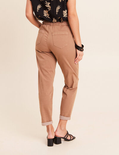 Pantalon coupe mom 7/8&egrave;me taupe femme