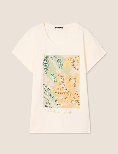 T-shirt manches courtes ecru femme