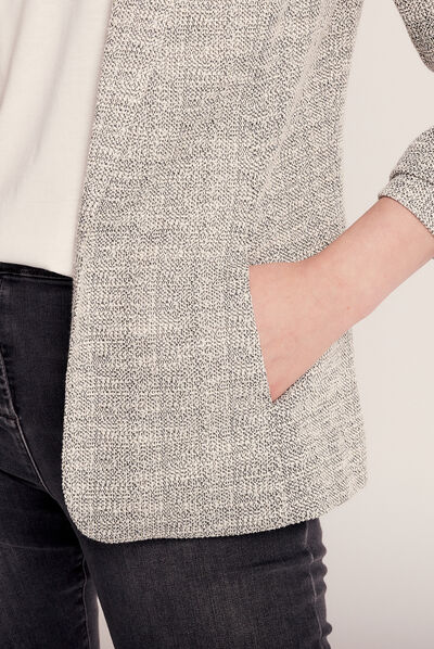 Veste esprit tailleur droite gris clair femme