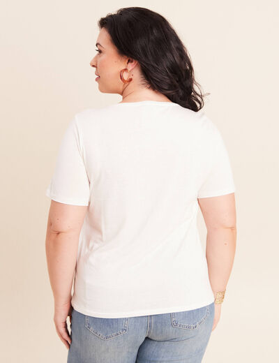 T-shirt manches courtes ecru femme