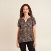 Blouse fluide col v manches courtes noir femme