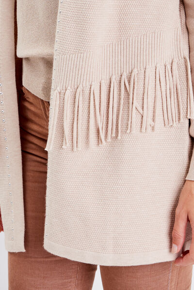 Gilet manches longues creme femme