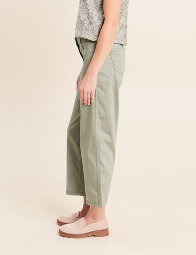 Pantalon droit 7/8&egrave;me taille bascul&eacute;e gris femme