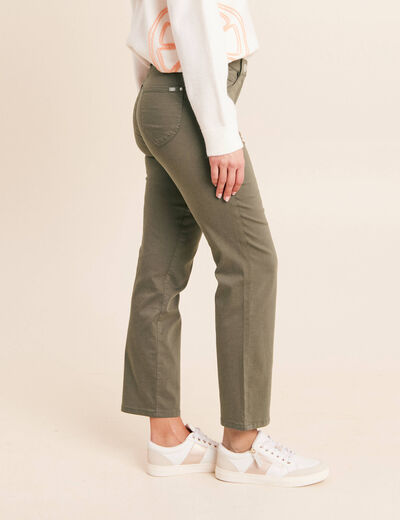Pantalon magique Le L&eacute;ger coupe droite vert kaki femme