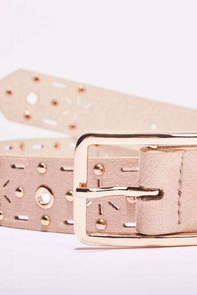 Ceinture clous et oeillets sable femme
