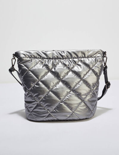 Sac seau matelassé métallisé couleur argent femme