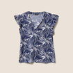 T-shirt col v manches courtes bleu femme