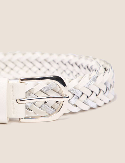 Ceinture tressée irisée ecru femme