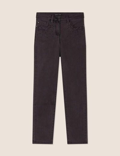 Jean ajusté taille basse denim gris femme