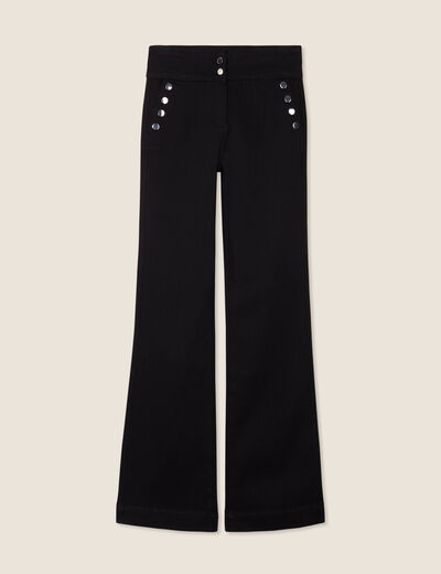 Pantalon coupe bootcut &agrave; pont noir femme