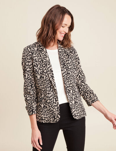 Veste cintrée col châle noir femme