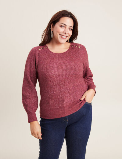 Pull manches longues rouge foncé femme