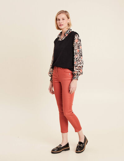 T-shirt manches longues 2-en-1 orange femme