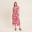 Robe midi évasée fluide rouge femme