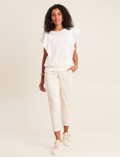 T-shirt manches courtes ecru femme