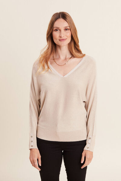 Pull manches longues couleur or femme