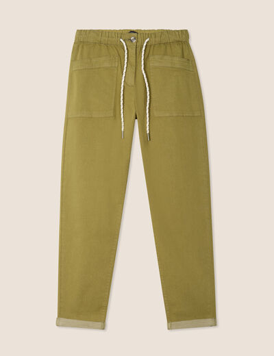 Pantalon coupe mom 7/8&egrave;me vert kaki femme