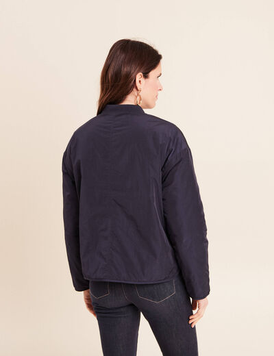Doudoune r&eacute;versible droite et courte bleu fonc&eacute; femme