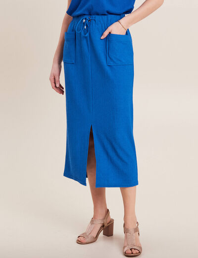 Jupe longue fourreau bleu electrique femme