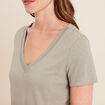 T-shirt manches courtes col en V vert clair femme