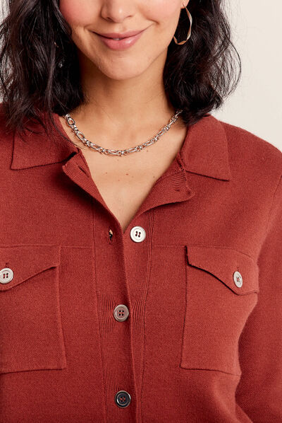 Pull manches longues marron cognac femme