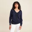 Pull manches longues bleu marine femme