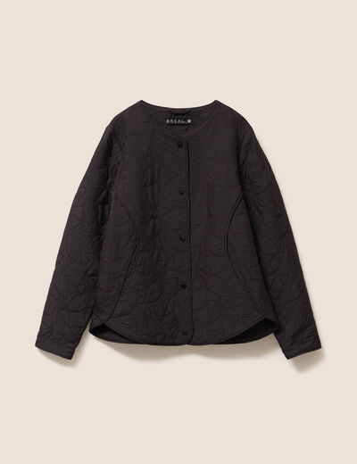 Doudoune sans col doublée noir femme