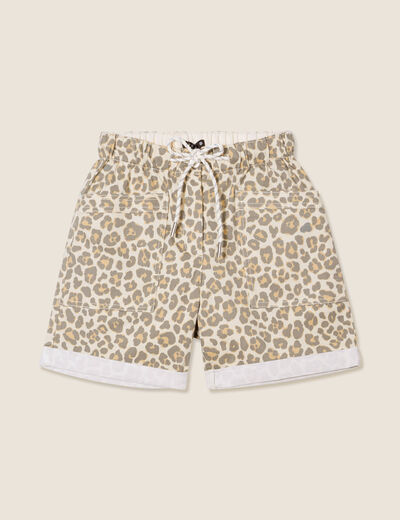 Short large taille élastiquée blanc femme