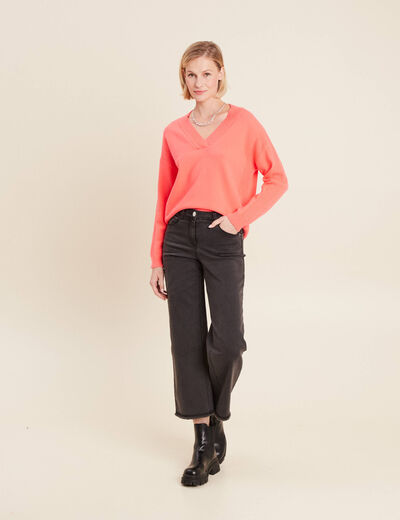 Pull manches longues rose vif femme