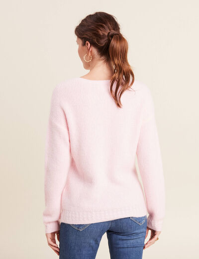 Pull manches longues rose femme