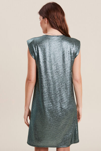Robe droite paillettes vert pastel femme