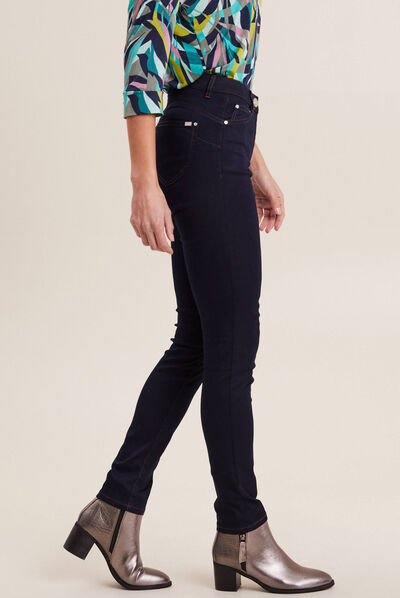 Pantalon léger taille standard long denim brut femme