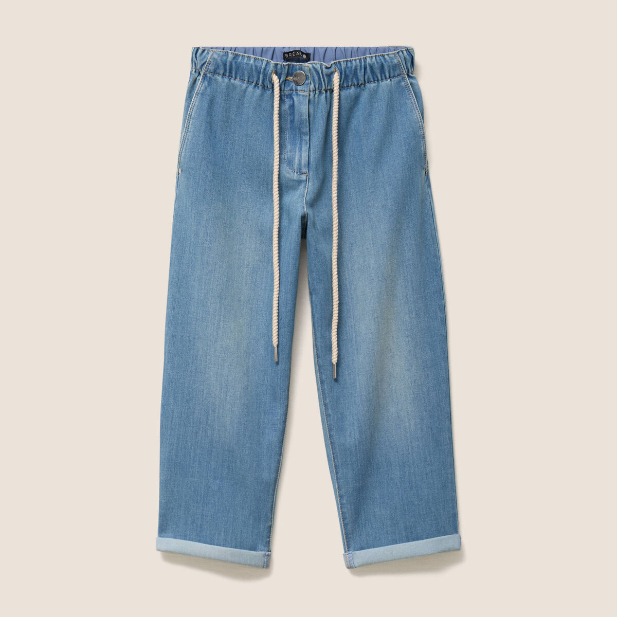 Pantacourt coupe mom denim double stone femme