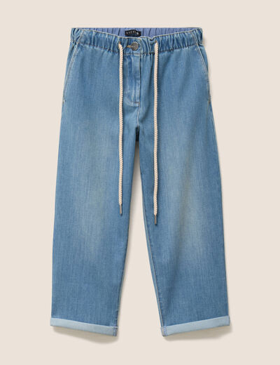 Pantacourt coupe mom denim double stone femme