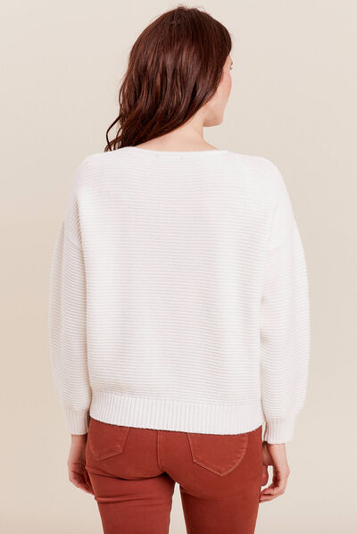 Pull manches longues ecru femme