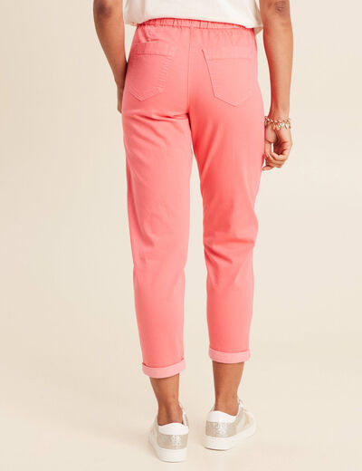 Pantalon coupe droite à coulisse rose vif femme
