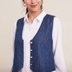Gilet barman sans manches jean denim double stone femme
