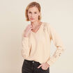 Sweat manches longues beige femme