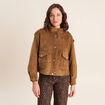 Veste ample col montant doubl&eacute;e marron fonc&eacute; femme