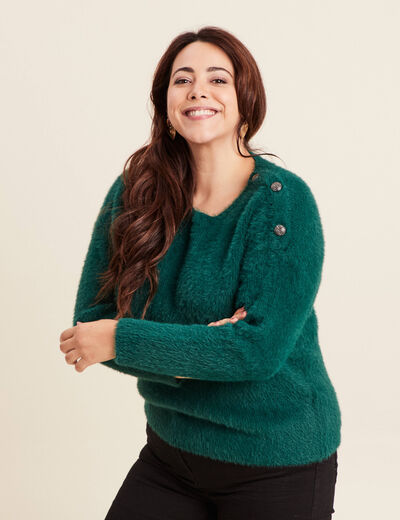 Pull manches longues vert foncé femme