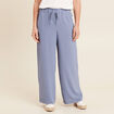 Pantalon large taille haute bleu ciel femme