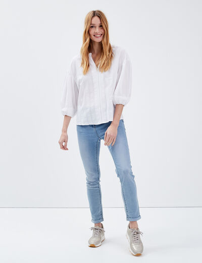 Blouse manches 3/4 ecru femme