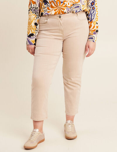 Jean coupe droite 7/8&egrave;me denim beige femme
