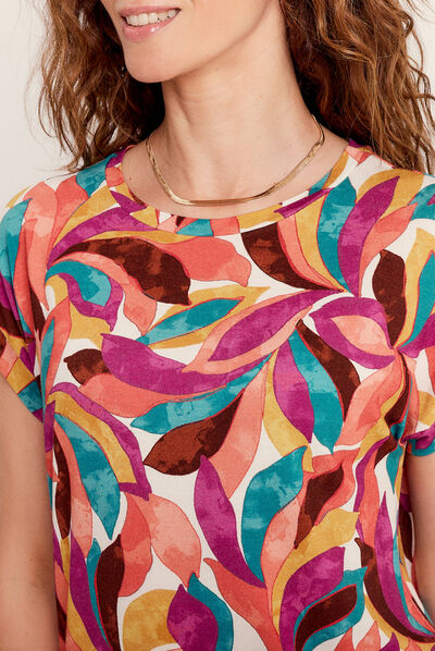 T-shirt manches courtes beige femme