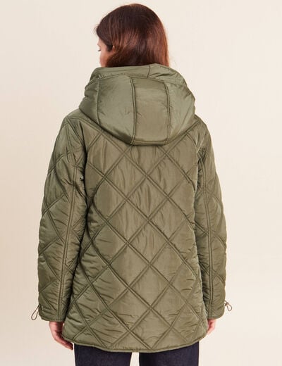 Doudoune doubl&eacute;e avec capuche vert kaki femme