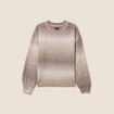 Pull col rond &agrave; sequins taupe femme