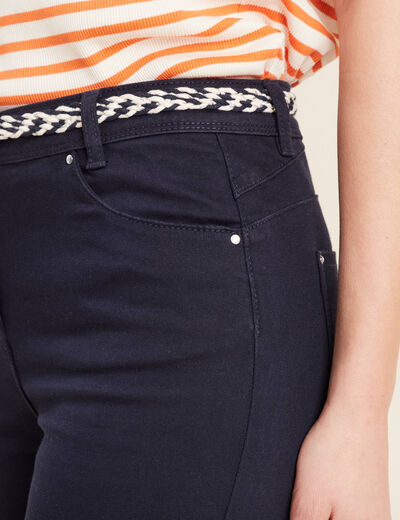 Bermuda ajusté ceinturé bleu marine femme