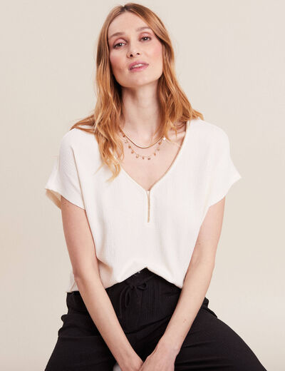 T-shirt manches courtes ecru femme