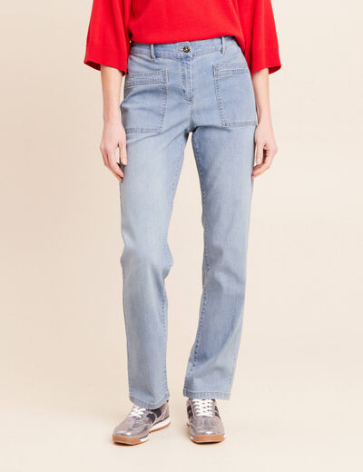 Jean coupe mom taille haute denim double stone femme