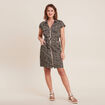 Robe droite zippée vert kaki femme